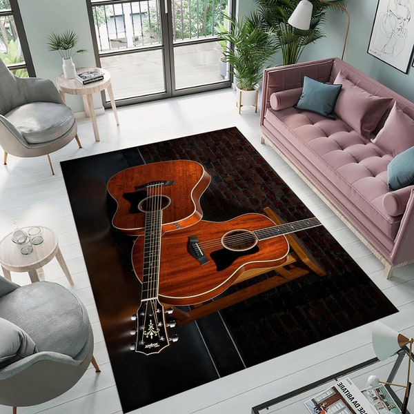 Guitar Rug, Music Rug, instrumental, music-entertainment Carpet, Fan Carpet, Area Rug, Popular Rug, Modern Rugs, For Living Room