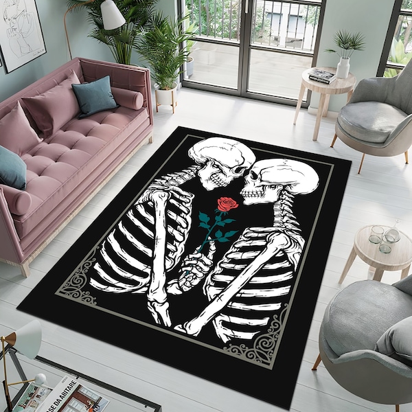 My Darling-Love-Red Rose For Darling,Candy Skull Rug,Wedding Day Gift,Soft Rug,Living Room Rug,Gift For Him,Area Rug,Home Decor,Gift For Her