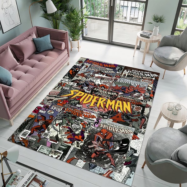 Legend Cartoon Rug,Amazing Spiderman Rug,Spiderman,Teen Room Rug,Movie Comics Rug,Birthday Gift,Rugs for Bedroom,Boy's Room Rug,Home Decor,