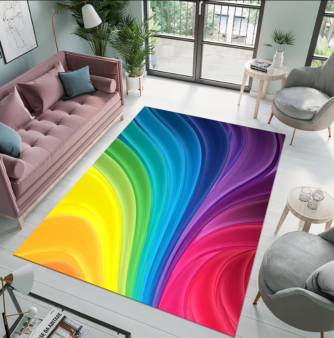 Colorful Rug,rainbow Rug,living Room Rug,custom Rug,office Rug,area ...
