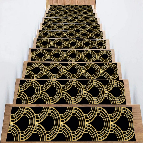 Yellow Circle Design Stair Tread Rug,Stair Runner Rug,Modern Stair Rug,Stair Treads Rug,Black Step Rug,Decorative Stair Treads Rug,Home Gift