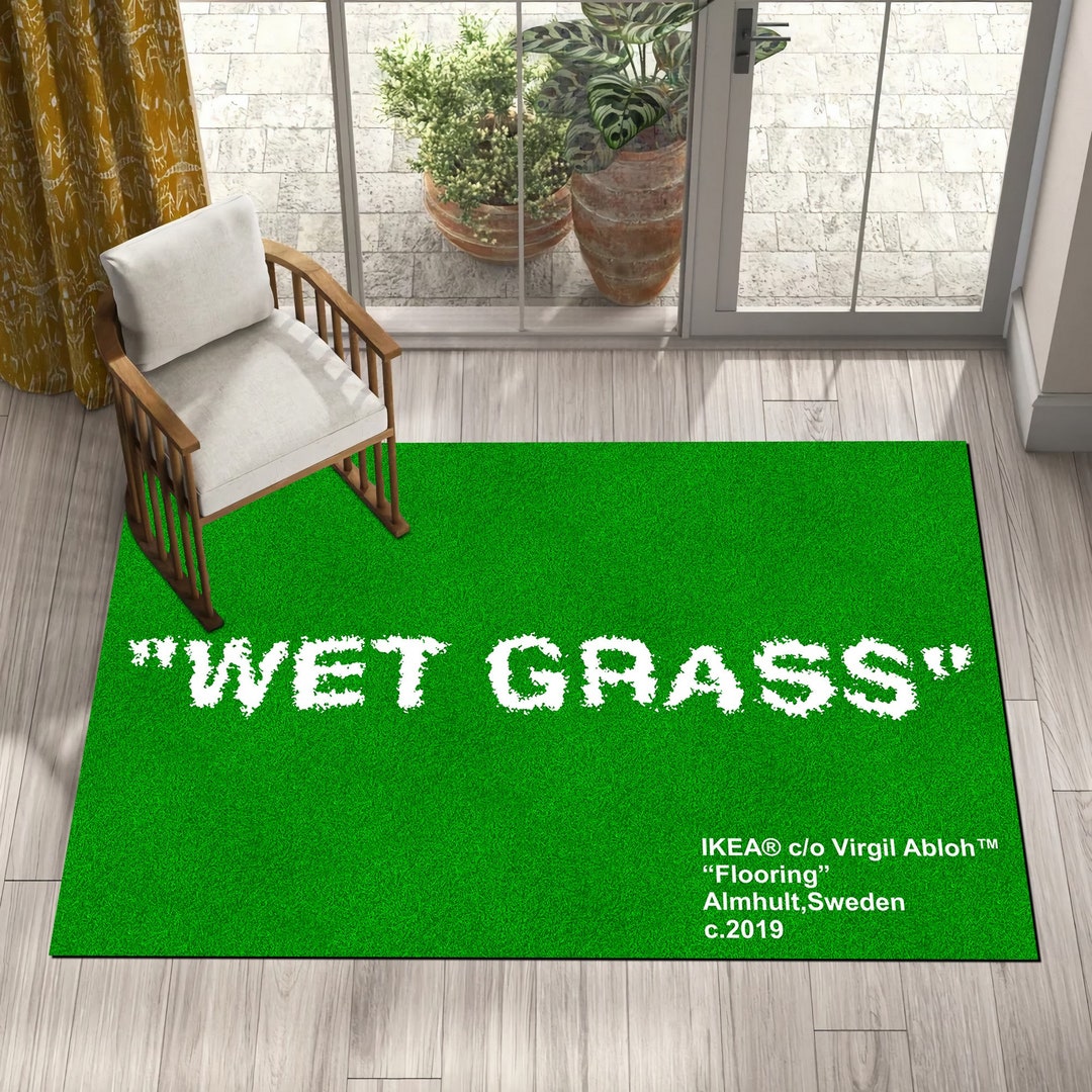 Wet Grass Rug, Keep Off White Rug, Virgil Abloh Rugs, Bed Rug, Carpet for  Living Room, Area Rug, Rugs for Bedroom, Home Decor, GZM1211.1