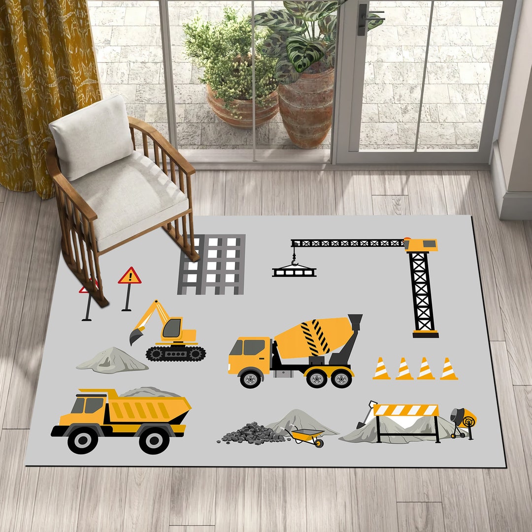Construction Vehicle Rug Construction Yard Rug for Children Etsy