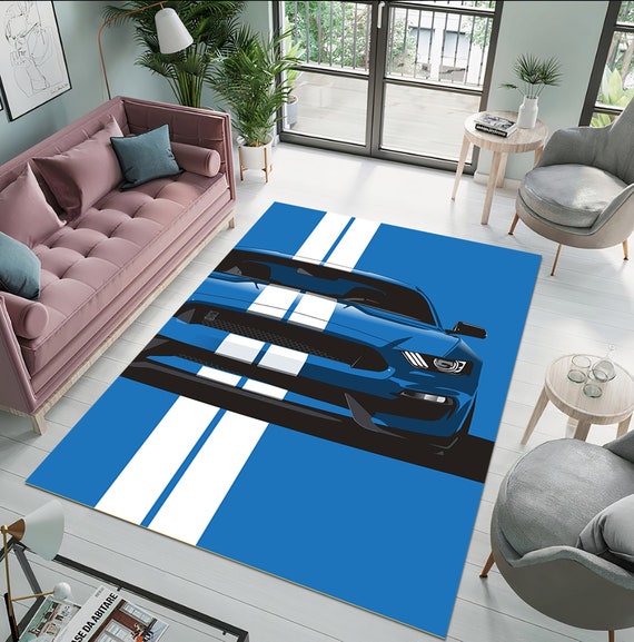 Legends Cars, Blue Rug, Old American Car Vintage Classic Retro Garage Rug  Sports Car Rug, Rug for Living Room, Rugs for Bedroom Aesthetic 