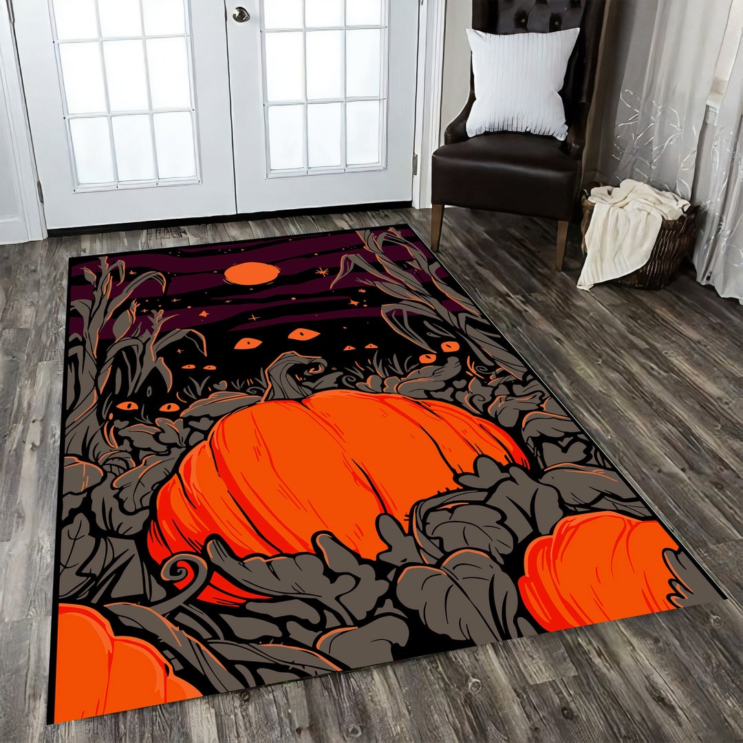 Pumpkin Rug, Halloween Rug, Horror Rug, Halloween Themed Rug, Hallowen Gift, Rugs for Bedroom