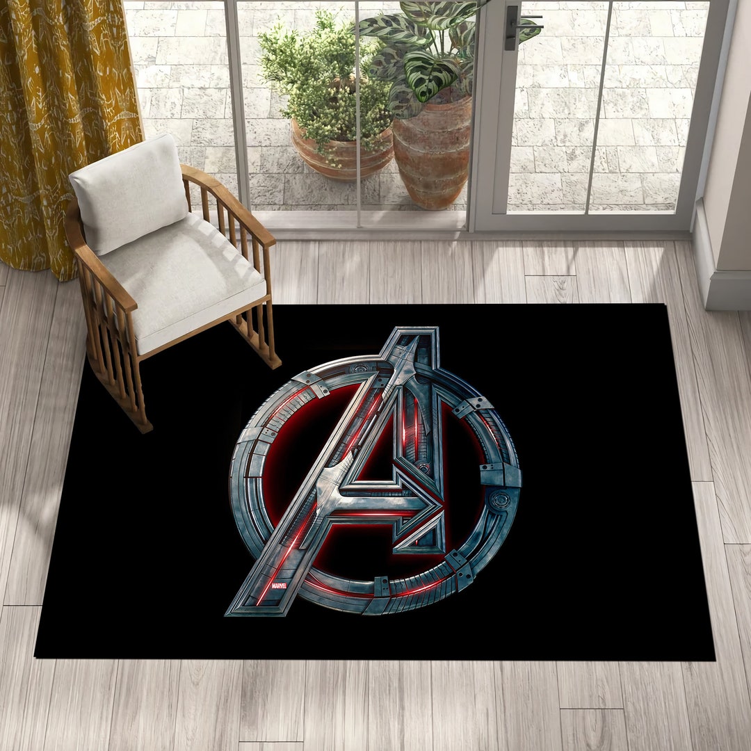 Super Hero Rug,black Rug,boy Room Rug,soft Rug,living Room Rug,avenger ...