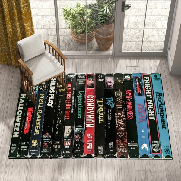 Vhs Case Rug,Classic Rug,Vhs Nostalgic,Vhs Tapes,Vhs Box,Retro Art,Home Decor,Gift for Him,Area Rug,Soft Rug,Living Room Rug,Personal Gift,