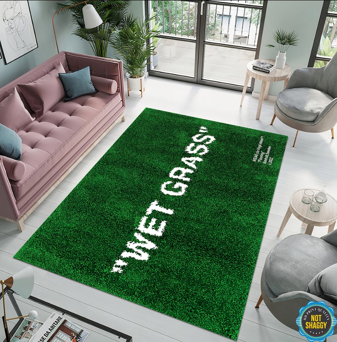  Wet Grass Rug, Keep Off White Rug, Virgil Abloh Rugs, Bed Rug,  Carpet for Living Room, Area Rug, Rugs for Bedroom, Home Decor, GZM1211.1  (31”x55”)=80x140cm : Home & Kitchen