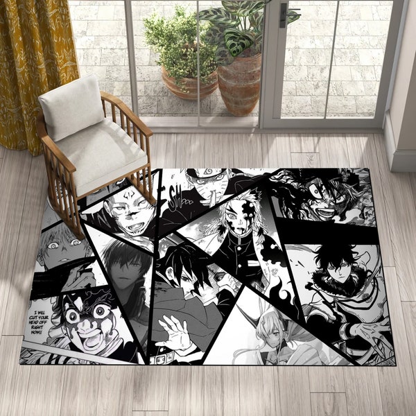 Anime Boys Themed Rug, Cartoon Rug, Anime Rug, Manga Rug, Kids Room Decor Rugs, Fantastic Rug, Area Rug, Salon Rug, Decor, Art Design Rugs