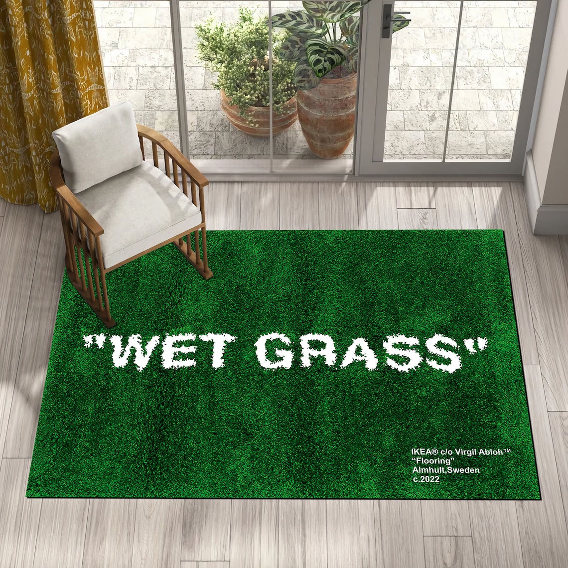 Wet Grass Rug off White Rug Virgil Abloh Rugs Bed Rug Etsy