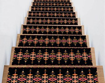 Stair Runner,Geometric Design Stair Tread Rug,Roll Runner,Stair Treads Rug,Home Gift,Stair Tread Set of 13,Modern Stair Rug,Ruggable Rug