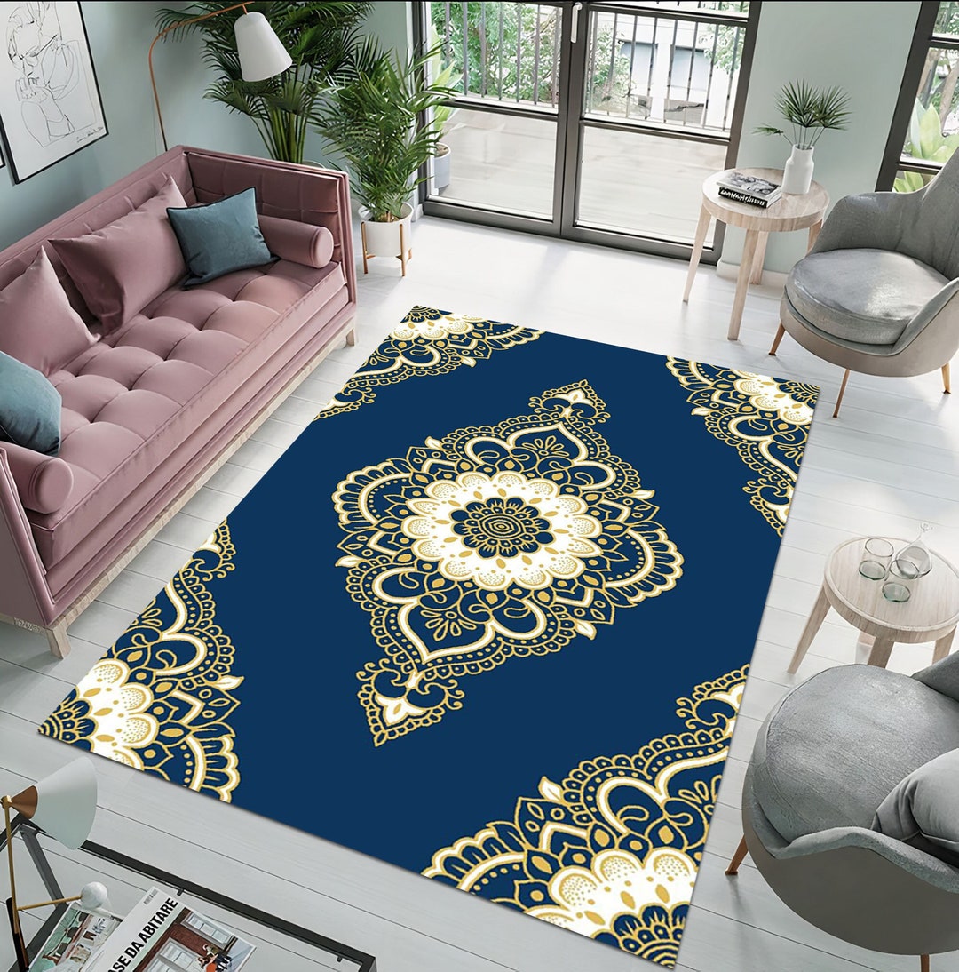 Blue Rug Aesthetic Rug Soft Rug Living Room Rug Ruggable Etsy