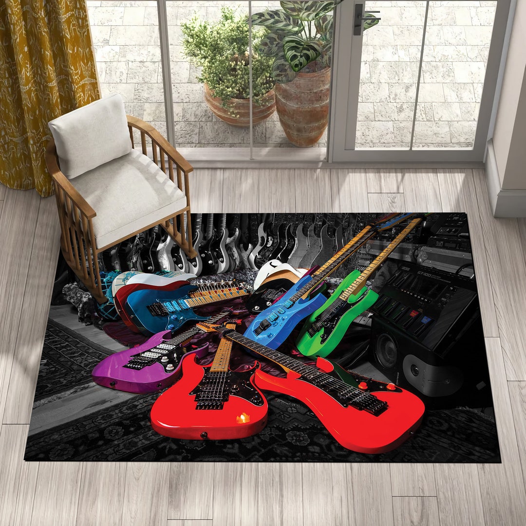 Guitar Rug, Music Rug, Heavy Metal Rug, Decoration Rug, Modern Rug ...