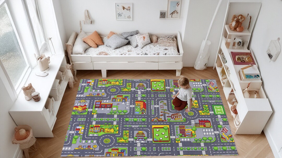 Building Play Room Rug City Road Playground Nursery Kids Rug,nursery Rug,gift for Kids,child ...