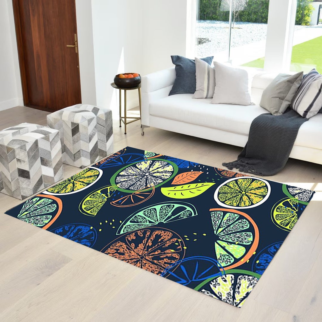 Fruit Rug, Lemon Slice, Living Room, Orange Slice, Area Rug, Kitchen