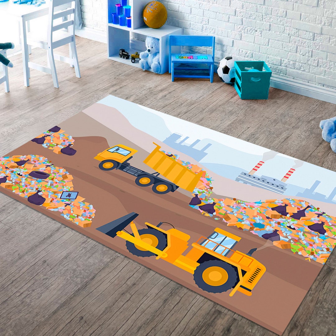 Truck Bulldozer Excavators Rug Construction Vehicles Rug Etsy