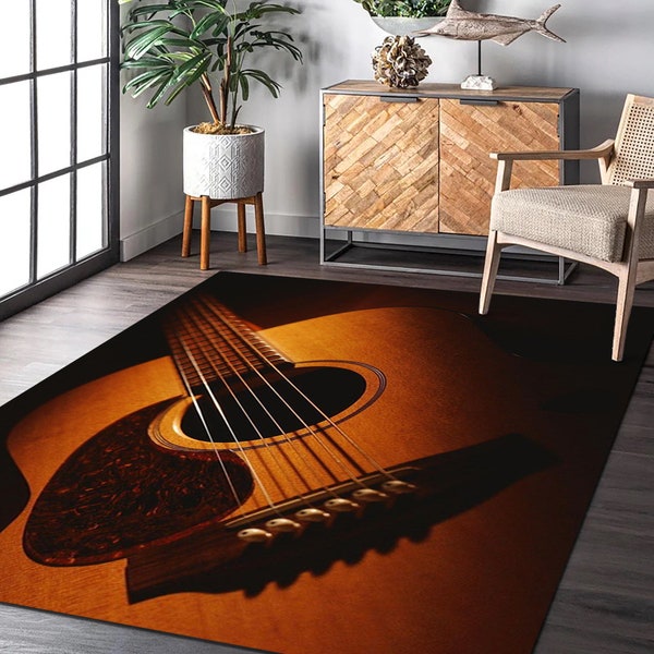 Guitar Design Rugs, Guitar Carpet, Fan Carpet, Area Rug, Popular Rug, Modern Rugs, For Living Room, Salon Decor, Personalized Gift, 3D Rug