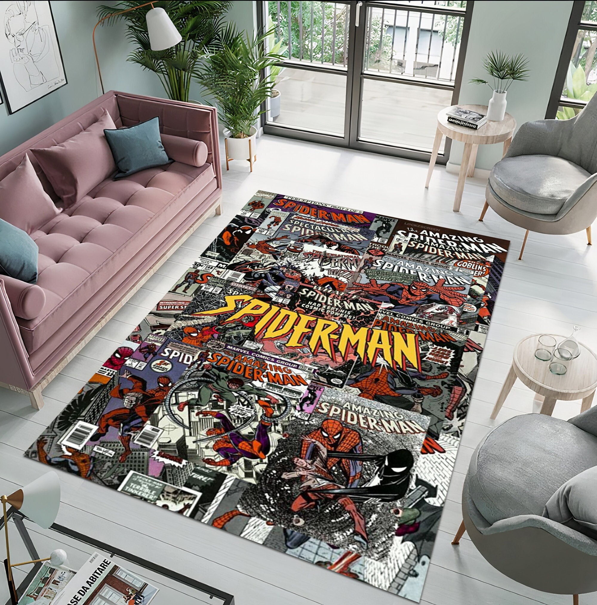 Discover スパイダーマン ラグ スーパーヒーロー映画 マーベル アベンジャーズ ホームデコレーション おしゃれデザイン ギフト