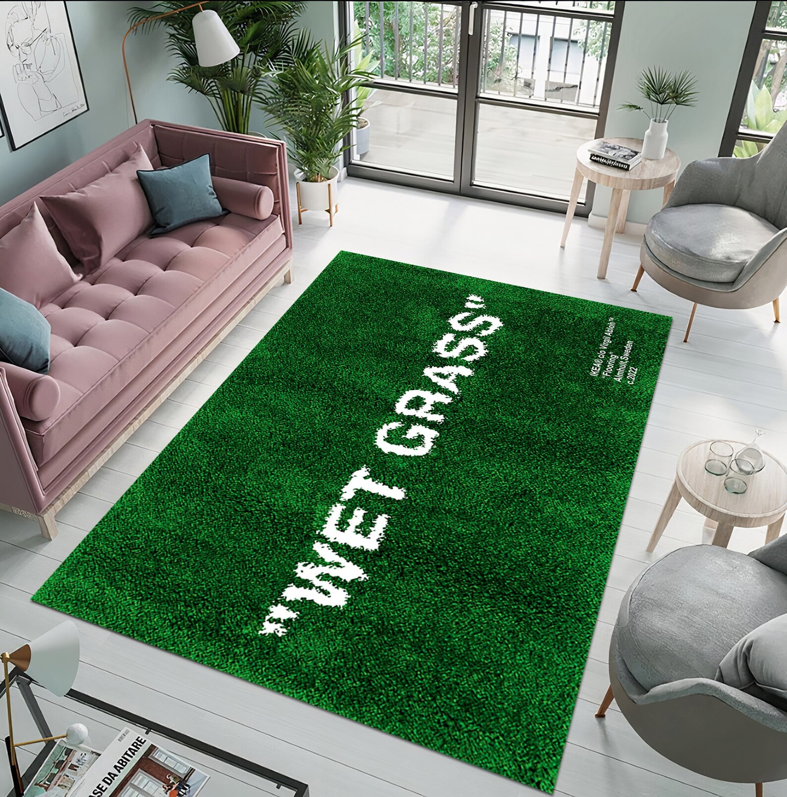Wet Grass Rug off White Rug Virgil Abloh Rugs Bed Rug Etsy