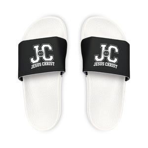 JC Jesus Christ Women's PU Christian Slide Sandals, Religious Cross Footwear, Holiday Gift for Her, Comfortable Summer Shoes,