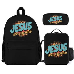 Christian Superhero Backpack Set: Includes Lunch Bag & Pencil Pouch