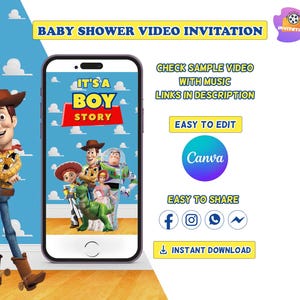 Toy Story Baby Shower Invitation Video | It’s a Boy Story Invite | Canva Template | Instant Download