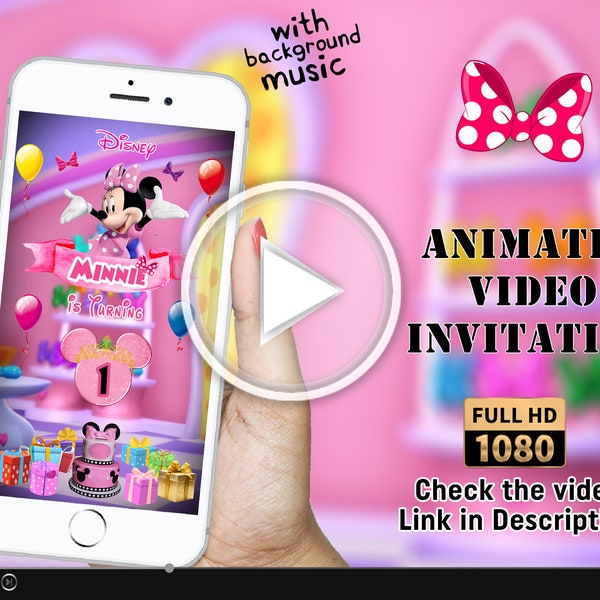 Minnie Mouse Birthday Invitation, Minnie Mouse Invitation, Oh Twodles Invitation, Minnie Mouse video Invite, Minnie Mouse Animated Invite,