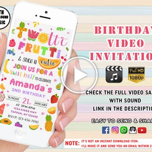 Two-tti Frutti Birthday Invitation TWOtti Frutti 2nd Birthday Invitation Tutti Frutti Tropical Summer Party Cute summer twotti fruity party