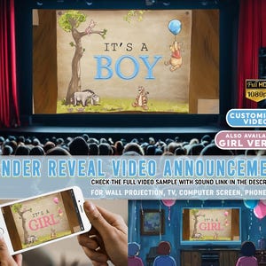 Winnie The Pooh Gender Reveal Video Announcement, Boy Gender Reveal Video, Gender Reveal Movie, Winnie The Pooh Boy Gender Reveal It's a Boy