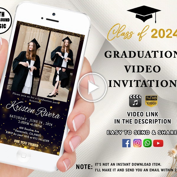 Graduation Invitation 2024 Senior Graduation Announcement Electronic photo graduation invitation, Modern Graduation Invite Graduation Party