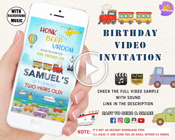 Transportation Birthday Invitation Truck Birthday Invite Transportation Vehicle Birthday Invite Truck and Cars Birthday Cars Birthday Invite