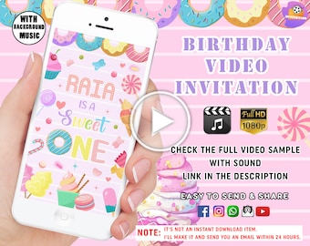 Sweet One Birthday Invitation, Sweets Candy Invite, Sweet Candy Birthday Invite, Sweet Celebration, Donut & Candy First Birthday Invitation