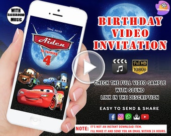 Cars Birthday Invitation, Cars Video Invite, Cars Invitation, Lightning McQueen Invitation, Hot wheels birthday invitation, Hotwheels Invite