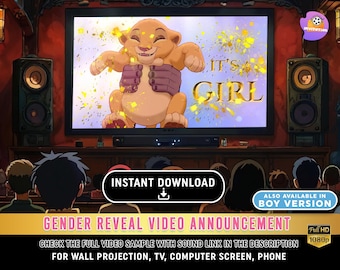 Lion King Gender Reveal Movie, Instant Download Gender Reveal Video, Gender Reveal  Boy or Girl Gender Reveal Video Announcement It&#39;s a Girl