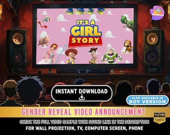 Toy Story Gender Reveal Movie Gender Reveal Video Announcement Instant Download Gender Reveal Video Gender Reveal  Boy or Girl  It&#39;s a Girl