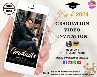 Invitación de graduación 2026, Anuncio de graduación de último año, Invitación de graduación moderna, Fiesta de graduación, Invitación electrónica de graduación con foto