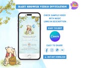 Winnie the Pooh Baby Shower Boy Video | Bear Baby Shower Invitation | Editable Canva Template