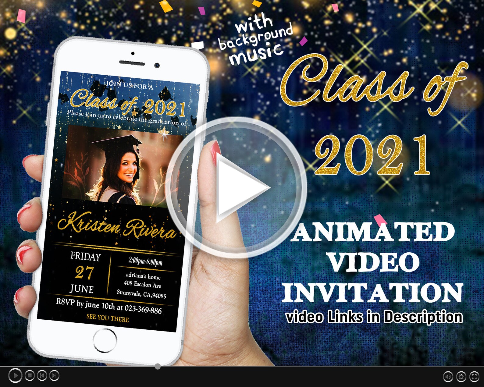 Electronic photo graduation invitation Modern Graduation Etsy