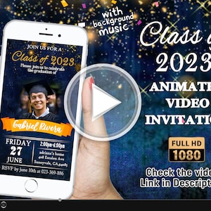 Modern Graduation Invitation, Electronic photo graduation invitation, Graduation Party Invite, College announcement Class of 2023,Graduation