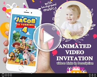 Toy Story uitnodiging, Toy Story verjaardagsuitnodiging, Toy Story geanimeerde uitnodiging, Toy Story video uitnodiging, Toy Story 4 uitnodiging voor feest