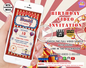 Carnival video invite, Carnival Birthday Invitation, Vintage Carnival Invite, Carnival Animated video Invitation, Circus Birthday Invitation