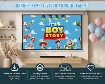 Toy Story Instant Download Gender Reveal Video | It's a Boy Announcement Movie | Digital Download