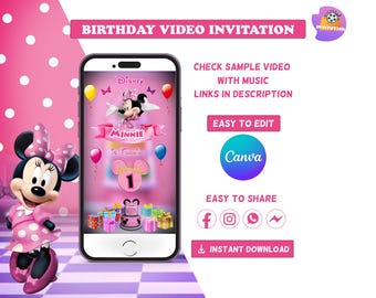 Minnie Mouse Invitation | Oh Twodles Birthday Invite | Editable Canva Template | Digital Download