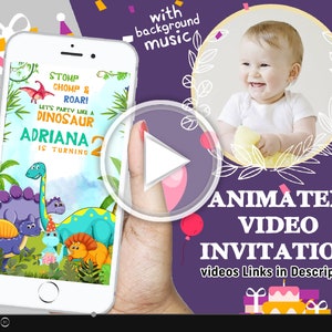 Dinosaur Birthday Invitation, Dinosaur Animated Invitation, Dinosaur Party, Jurassic, Dinosaur Invitation Video, Boy or Girl Dinosaur Invite