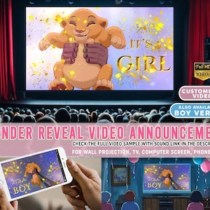 Gender Reveal Video Announcement, Lion King It's a Girl Gender Reveal Movie, Boy or Girl Gender Reveal, Girl Lion King Gender Reveal Movie