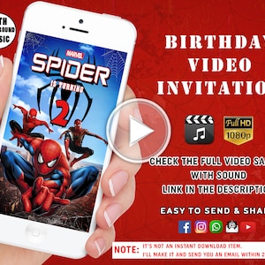 Spiderman Invitation, Spiderman Animated Invite, Spiderman Birthday Invitation, Personalized Electronic Invitation,Digital Kids Party Invite