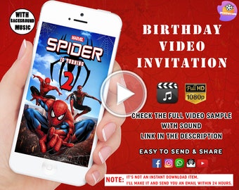 Spiderman Invitation, Spiderman Animated Invite, Spiderman Birthday Invitation, Personalized Electronic Invitation,Digital Kids Party Invite
