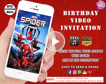 Spiderman Invitation, Spiderman Animated Invite, Spiderman Birthday Invitation, Personalized Electronic Invitation,Digital Kids Party Invite