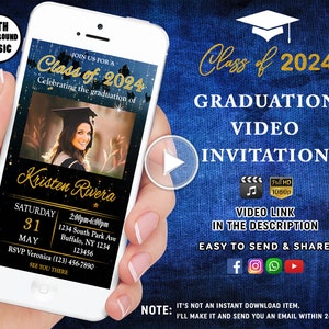 Electronic photo graduation invitation, Modern Graduation Invitation, Graduation Party Invite, College announcement Class of 2024,Graduation