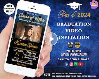 Invitación electrónica de graduación con foto, Invitación moderna de graduación, Invitación a fiesta de graduación, Anuncio universitario Clase de 2026, Graduación